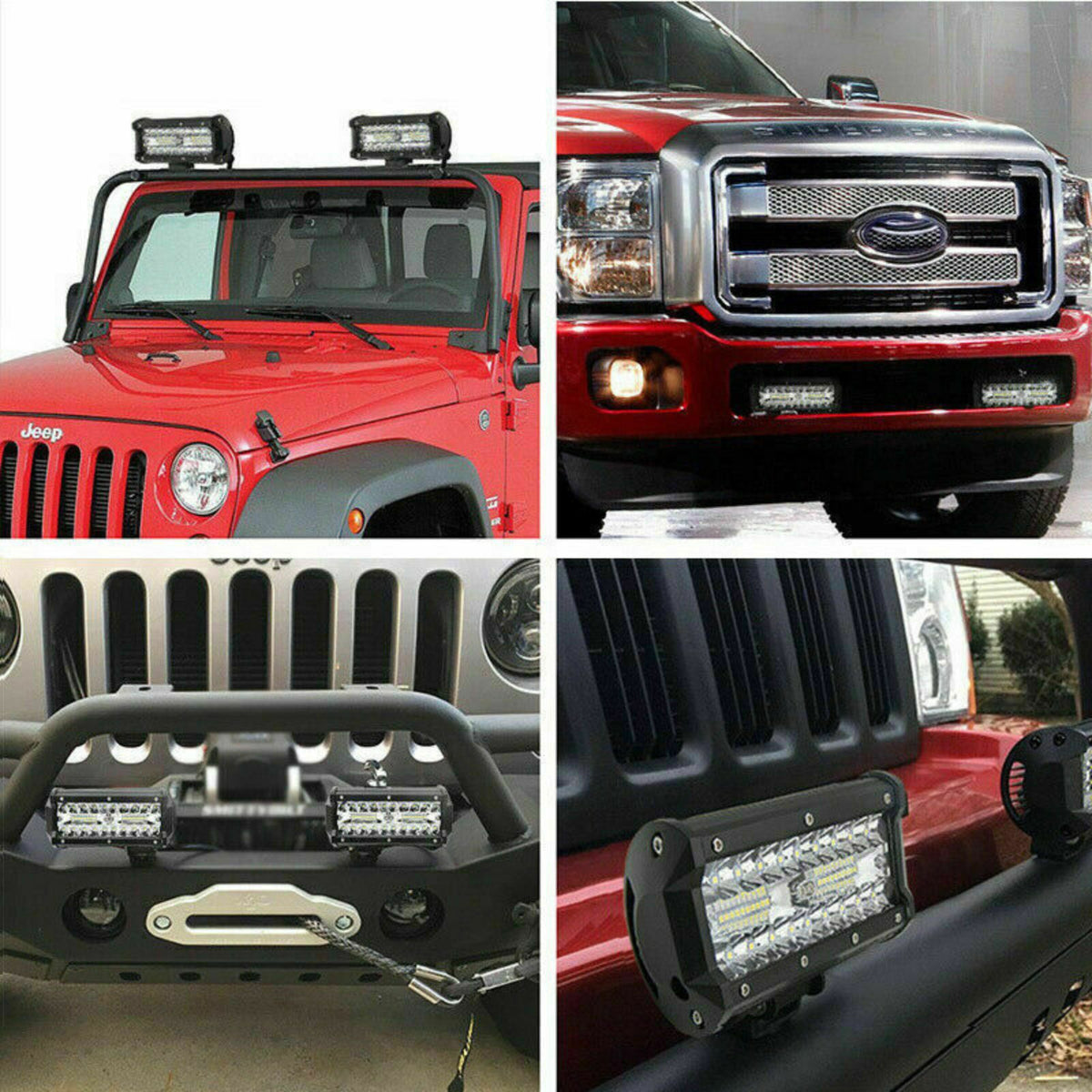 SUV 12V 24V Flood Lights Driving Lamp 2pcs 7inch Led Work Light Bar Offroad Car