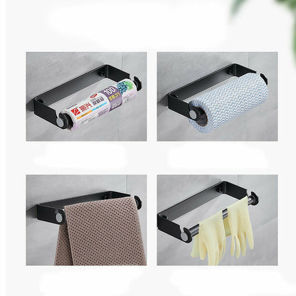 Aluminum Wall Mount Rack Bathroom Paper Towel Holder Black