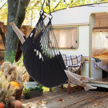 Hanging Soft Hammock Chair Portable Black Outdoor Garden Camping Swing