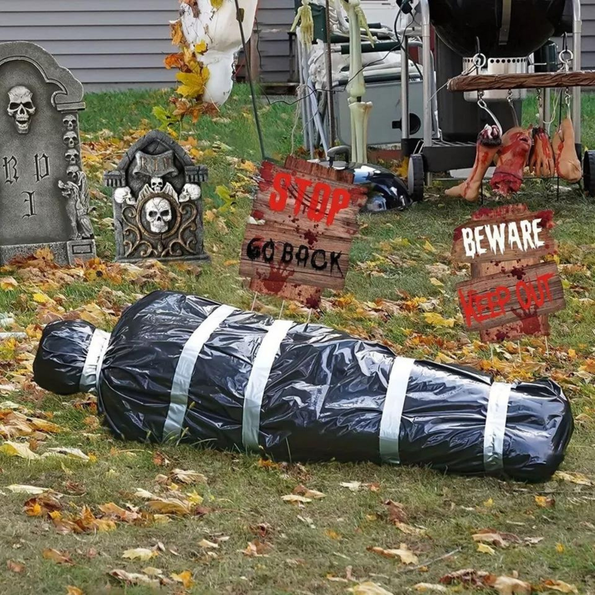 Decor Haunted House Props Creepy Black with Pump Halloween Scary Fake Dead Body