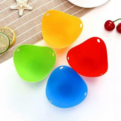 Poached Cups Moulds For Kitchen 4Pcs Silicone Egg Poacher Poaching Pods Pan