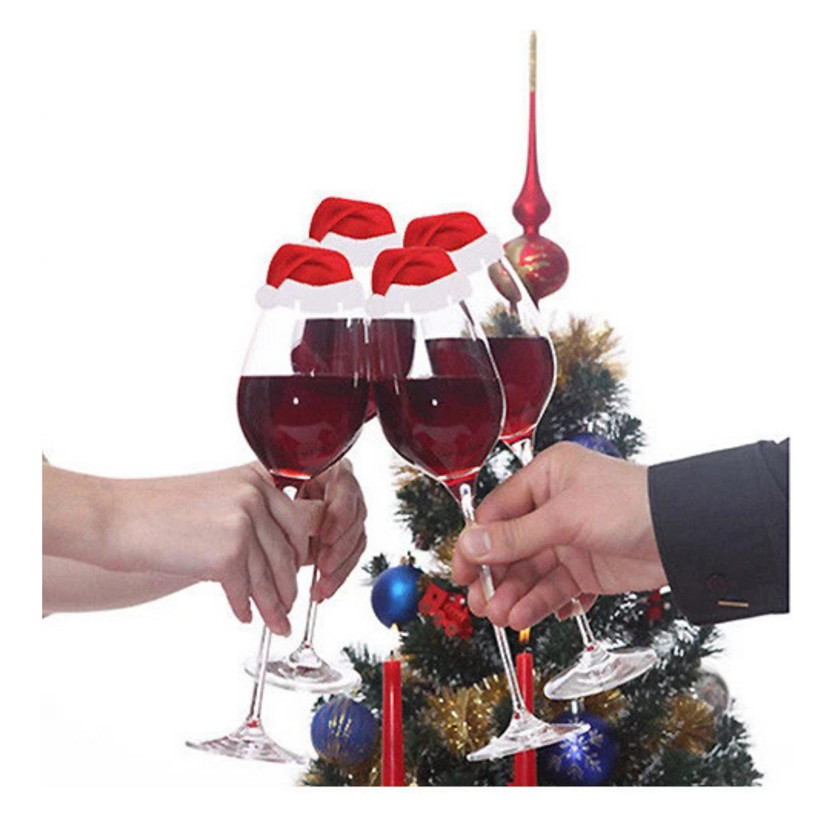 Party Drink Decoration Covers Christmas Hats Champagne Wine Glass Caps