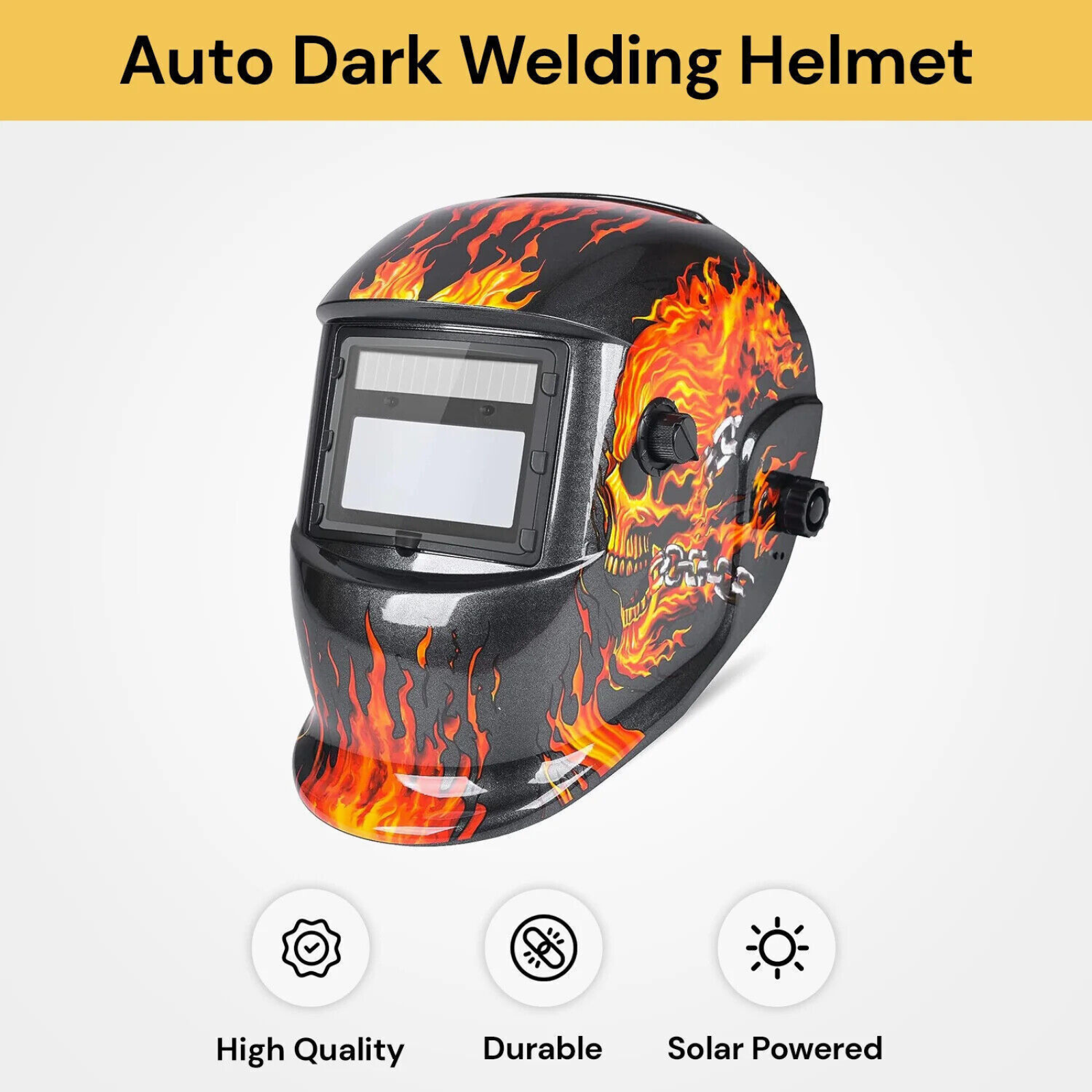 Solar Welding Helmet Mask Auto Darkening Skull Arc Tig Mig Welder Machine