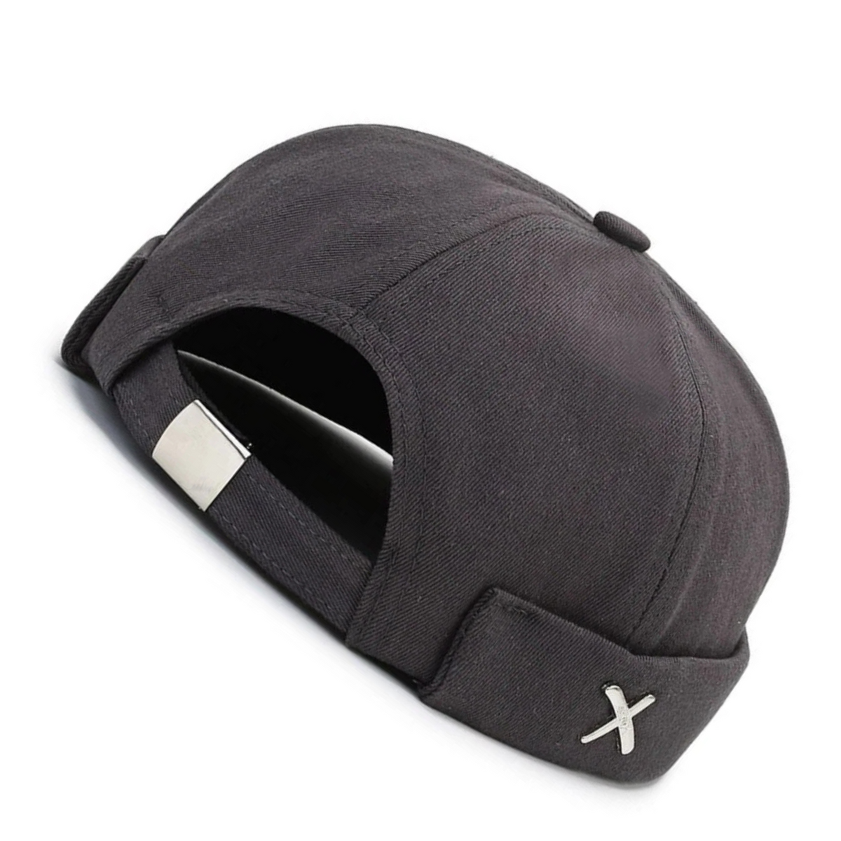 Solid Color Melon Beanie Cap Winter Washed Style Brimless Docker Cap Grey