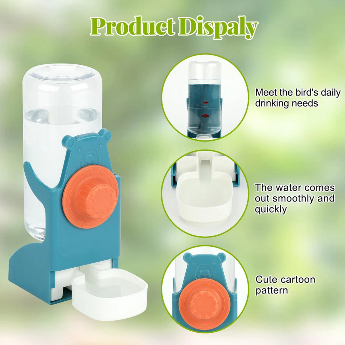Bird Water Feeder 500ml Automatic Gravity Dispenser for Cages