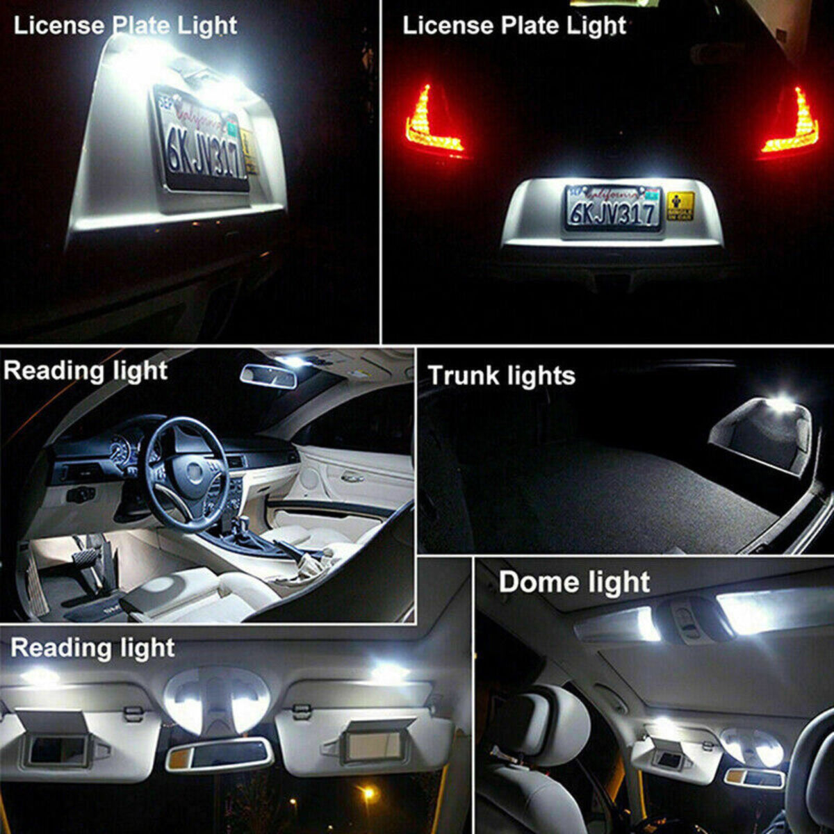 23x Festoon Interior White Bulb 12v Car Led Light 5050 5smd  Auto Dome Globe