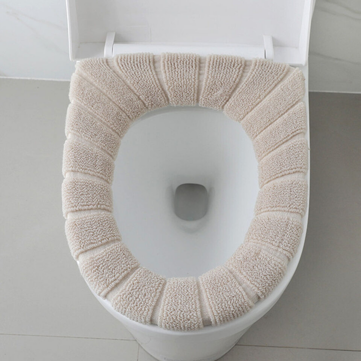 Warmer Washable Mat Cover Pad Biege Soft Bathroom Closestool Toilet Seat