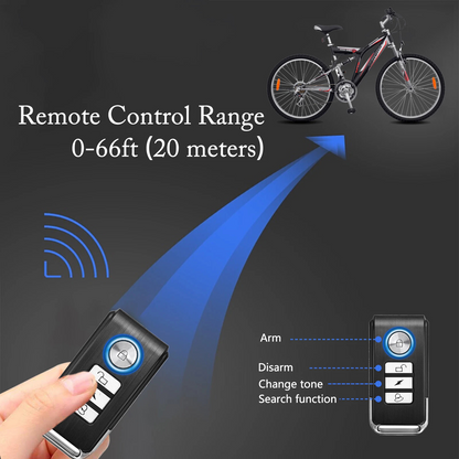 Loud 113dB w/Remote Control Anti-Theft Vibration Wireless Bike Motorcycle Alarm