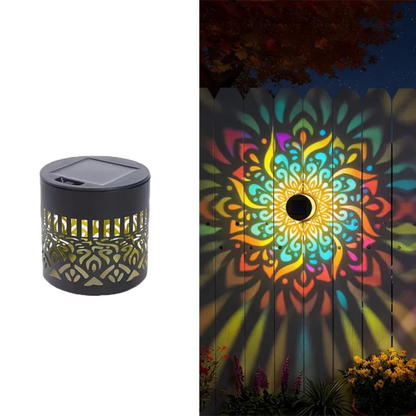2x Solar Mandala Wall Lights Colourful LED Garden Fence Outdoor Lamp
