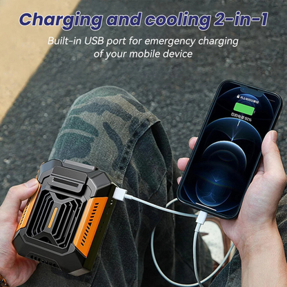 Orange Mini Fan USB 3 in 1 Outdoor Hanging for Waist Portable Use Fan