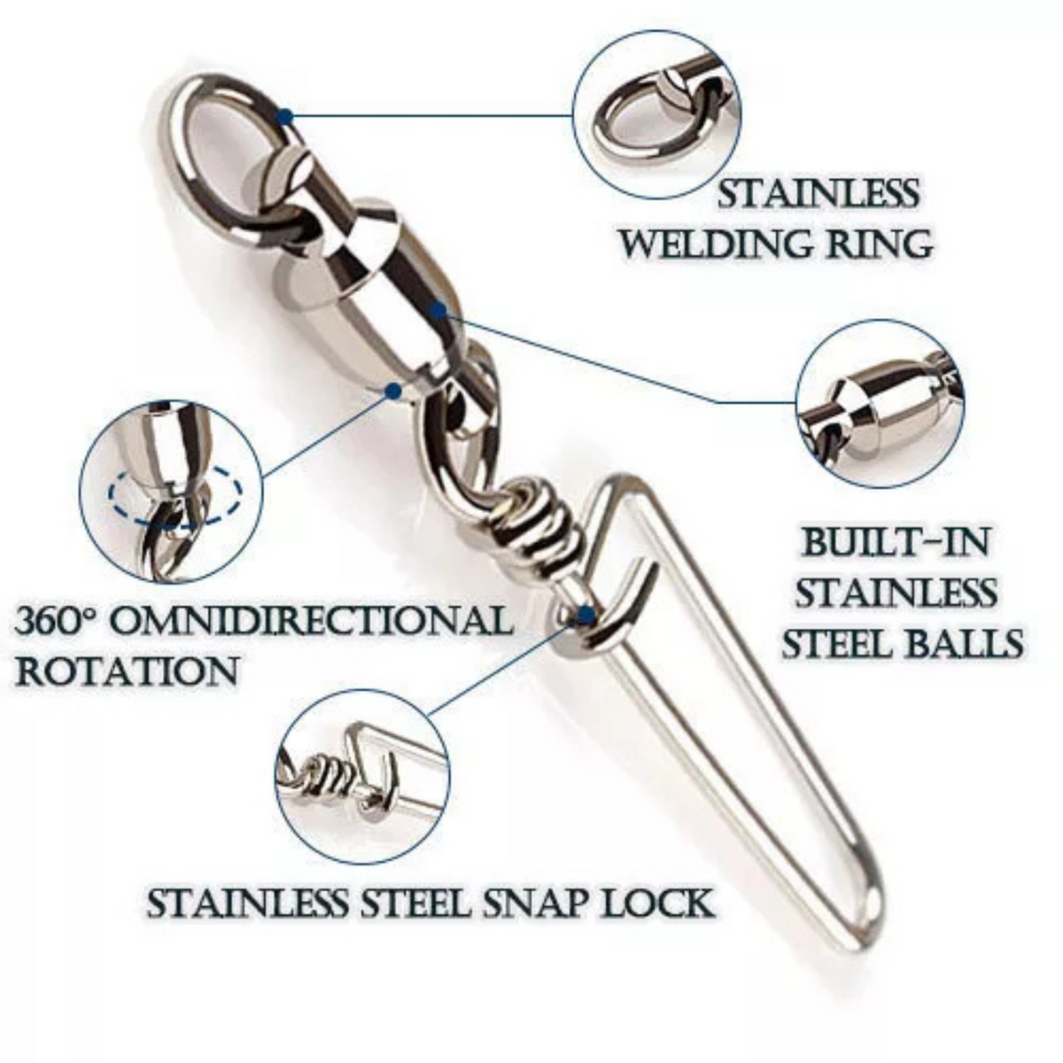 Coastlock Snap Fishing Ball Bearing Swivels 2# 38mm 45Lbs 20x