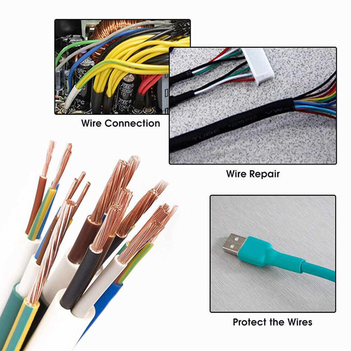 Assortment Wire Cable Insulation Sleeving Kit 530 pcs Heat Shrink Tubing Tube