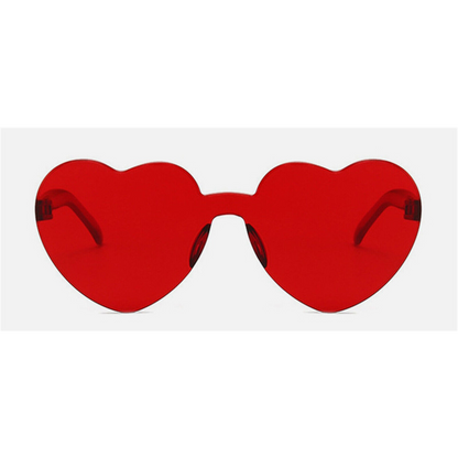Rose Red Clear Lens Rimless Festival Glasses Love Heart Shape Sunglasses