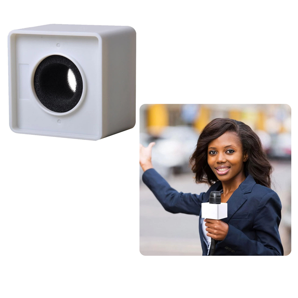 Mic Interview Box Microphone Logo Waterproof Microphone White Sqaure