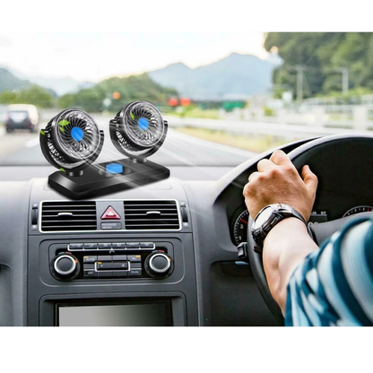 Car Portable Fan Dual Head Truck Vehicle Cooling Tool 360° Rotatable