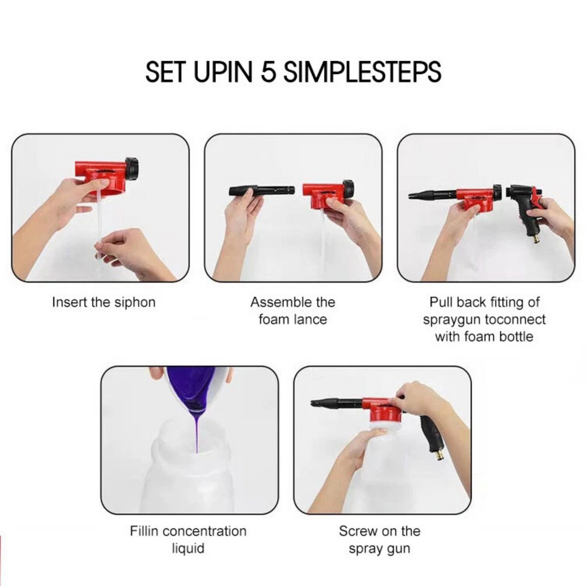 Gun Sprayer Hose 1L Snow Foam Lance Cannon Bottle Soap For Car Pressure Washer