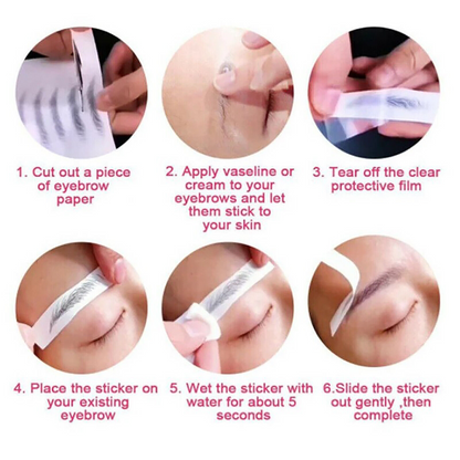 Authentic Hair-like Stick-On Eyebrow Sticker Waterproof No.10 Black