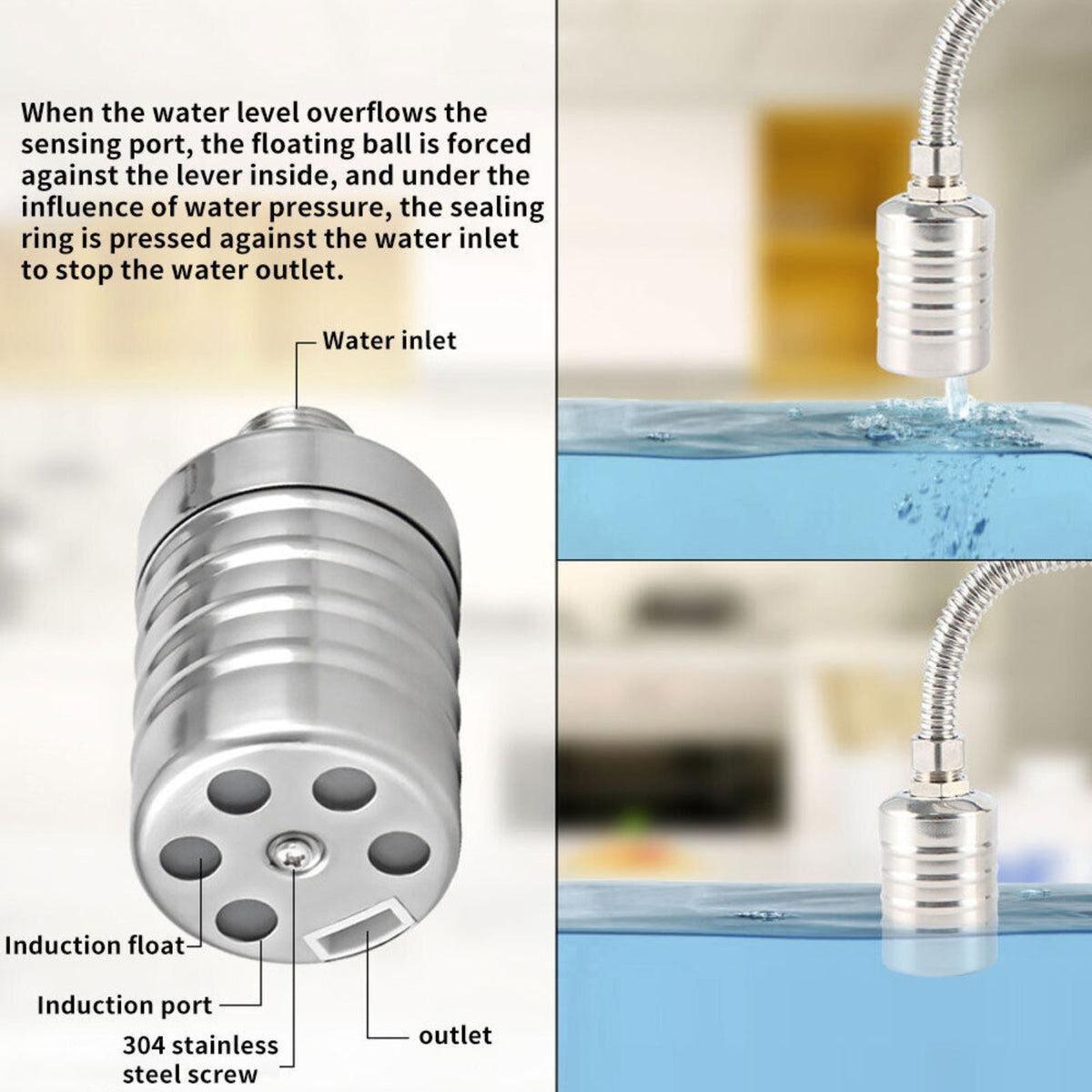 Fully Automatic Water Level Control Valve 4 Point Inlet Straight Stainless Steel