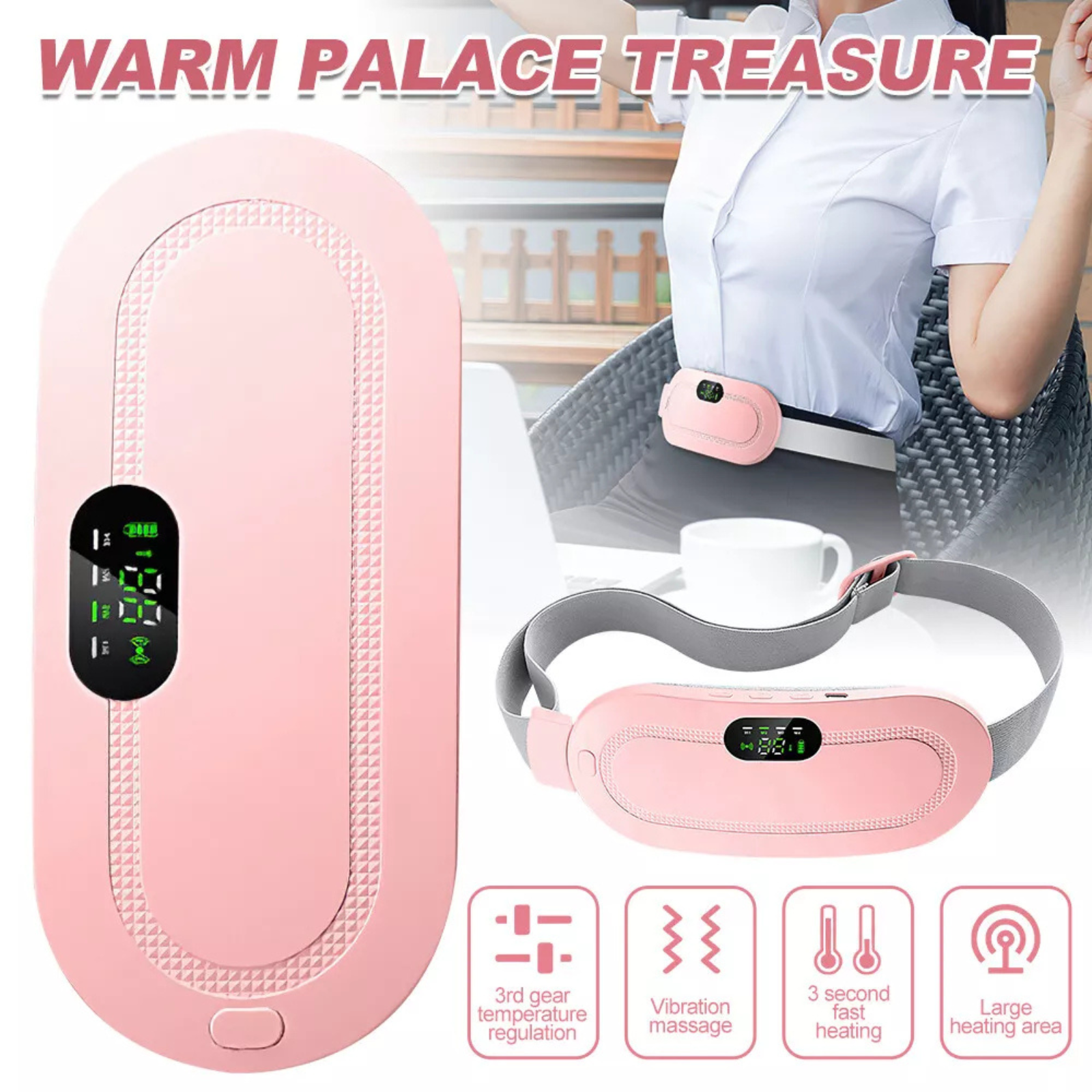 Rechargeable Heating Massage Belt with Adjustable Temperature