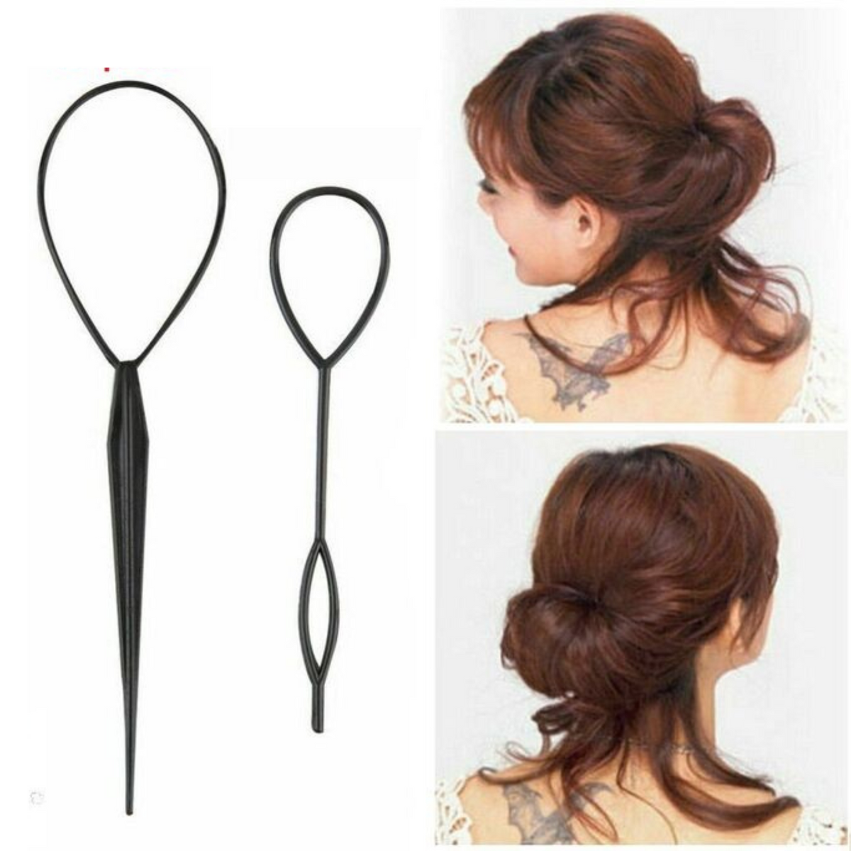 Clip Loop Ladies Girl Ponytail Maker Braid Hair Styling Tool 2PCS Set Topsy