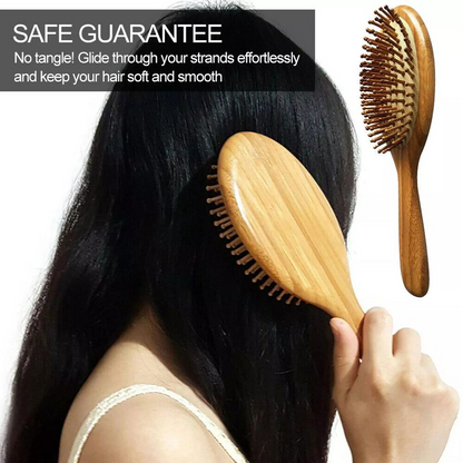 Meridian Massage Combs Anti-Static Oval Head Bamboo Wooden Hair Brush Medium