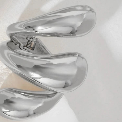 Silver Jewelry for Women Geometric Fashion Wide Metal Cuff Bracelet 01