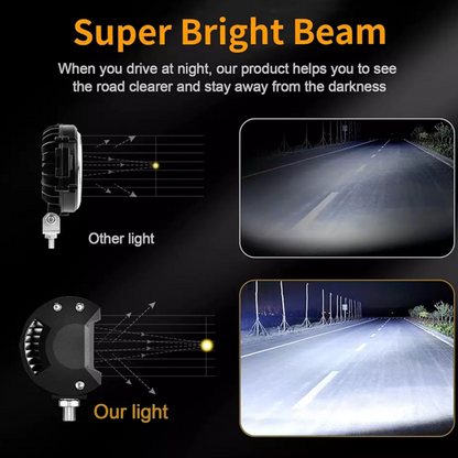 Flood Light Bar Reverse 4x 4inch 200W LED Work Lights 4WD 12V 24V