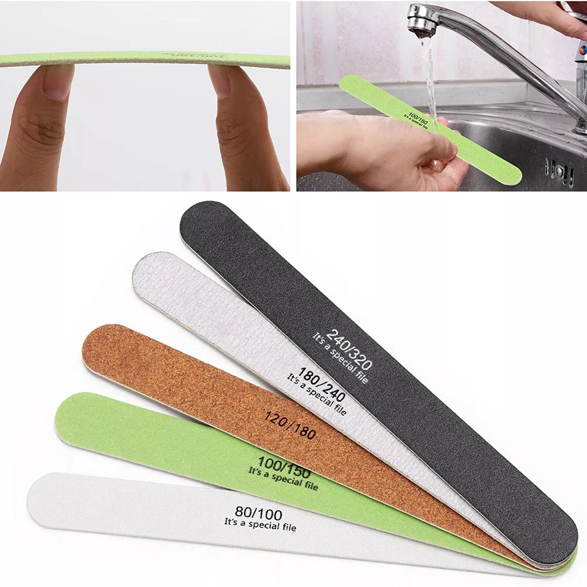 Nail Files 5x Double Sided Grit 100 120 180 240 Emery Board