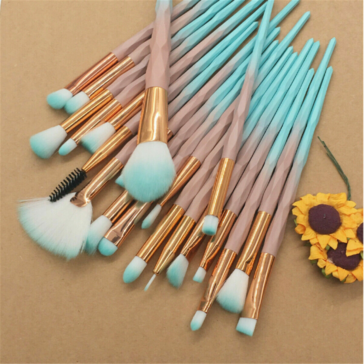 Eyeshadow Eyebrow Blending Brush Set 20PCS Eye Make-up Brushes Diamond Green
