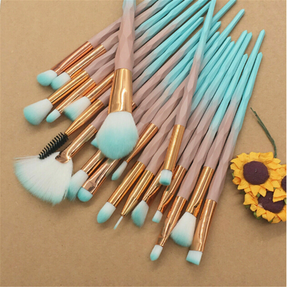 Eyeshadow Eyebrow Blending Brush Set 20PCS Eye Make-up Brushes Diamond Green