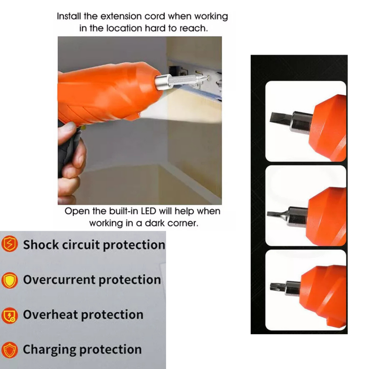 Electric Screwdriver Rechargeable Bits Tool Set 45Pcs Cordless Combi Power Drill