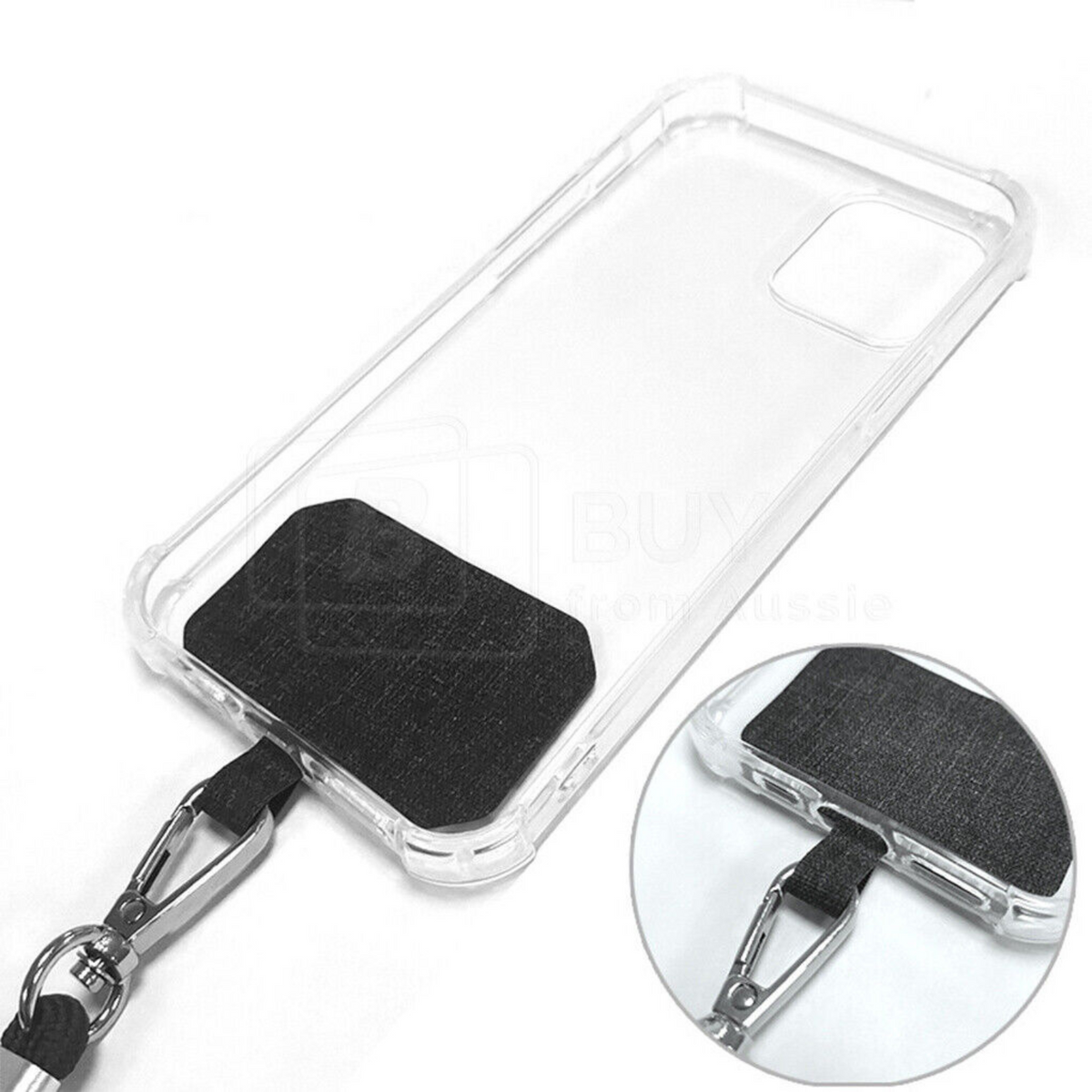 Adjustable Hanging Neck Strap With Patch Fashion Black Universal Phone Lanyard