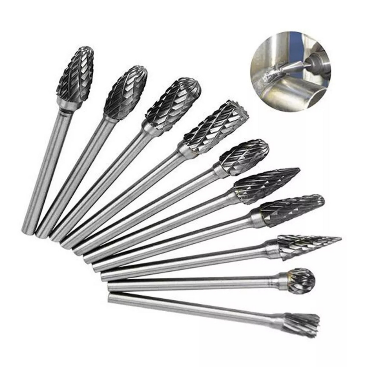 Dremel Accessories Tool Rotary Burrs Bit 10x Tungsten Steel Solid Carbide