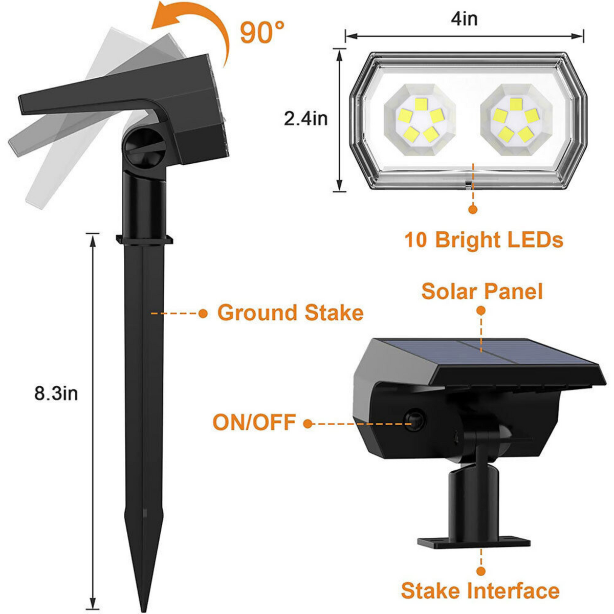 Outdoor Color Changing Garden Landscape Spotlights Waterproof Solar Spot lights