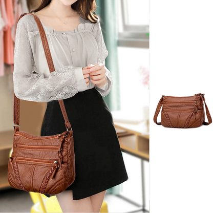 Ladies Brown Cross Body Messenger Shoulder Handbag Travel Casual