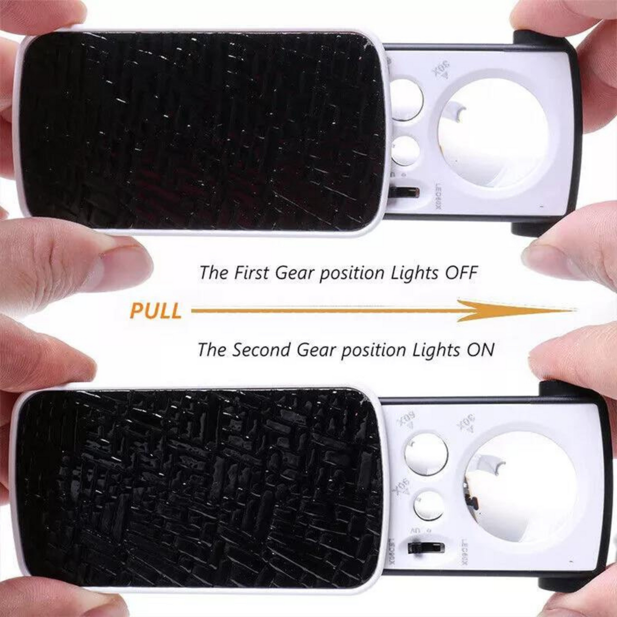 Magnifier Loop 30x 60x 90x Jewellers Loupe LED Black Side Light Magnifying Glass