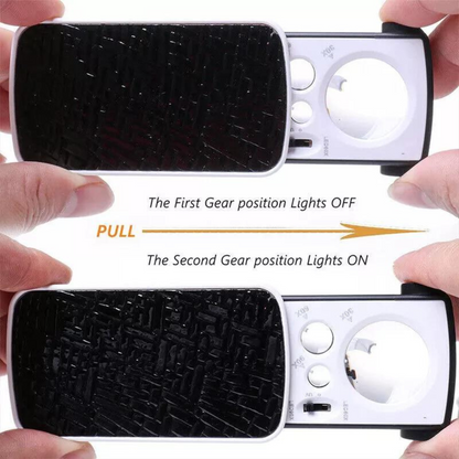 Magnifier Loop 30x 60x 90x Jewellers Loupe LED Black Side Light Magnifying Glass