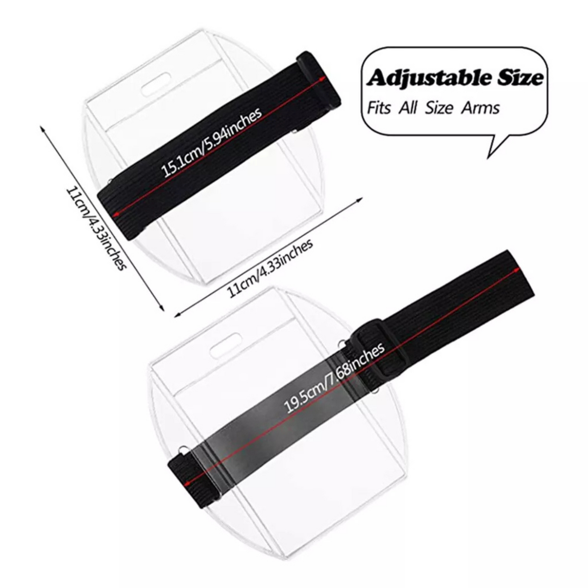 Photo Badge Clear Elastic Strap Vertical Armband Security ID Card Holder 1x