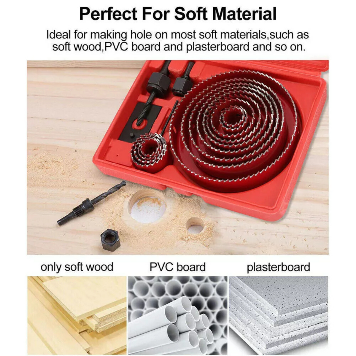 Woodworking Tool Metal Timber Wood Sheet 17x Hole Saw Drill Bit Kit Set Holesaw