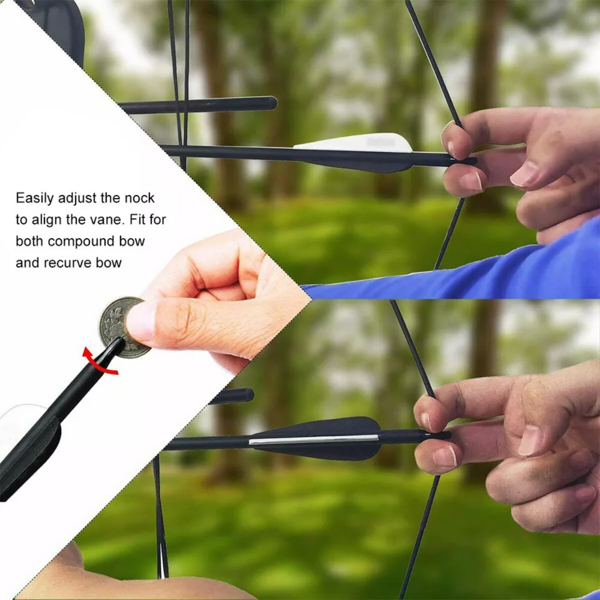 Compound Recurve Bow Black & White Carbon Arrow 12PK Archery 30" Arrowheads