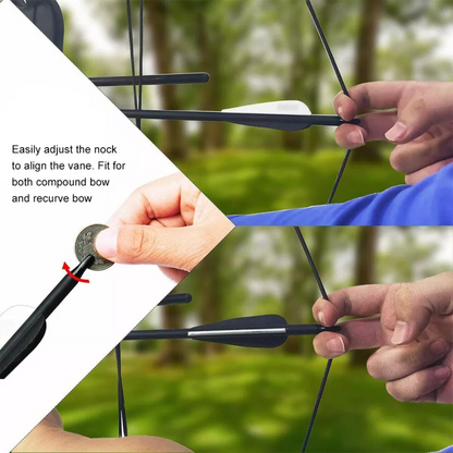 Compound Recurve Bow Black & White Carbon Arrow 12PK Archery 30" Arrowheads