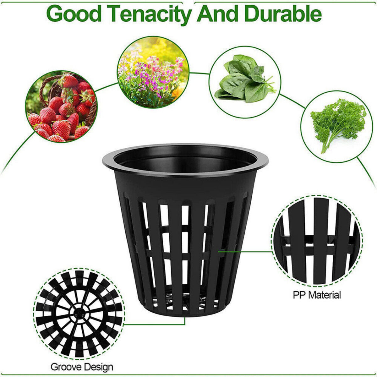 40pcs Aeroponic Hydroponics Aquaponic Mesh Pots Basket Plant Grow Net Cup