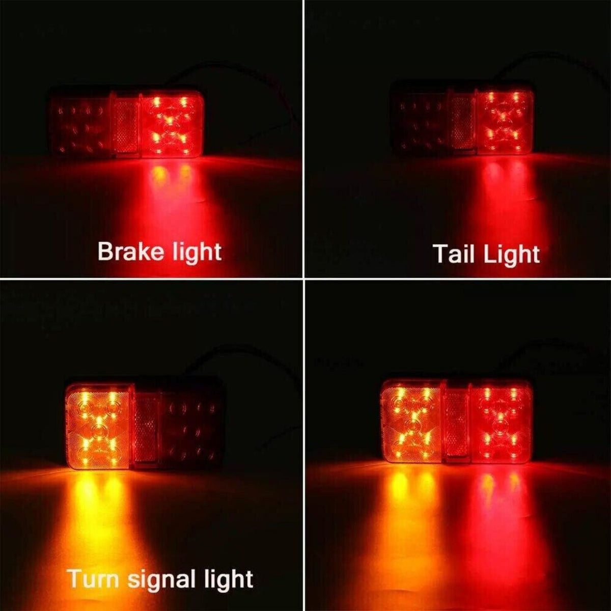 2pcs Tail Lights Kit 10 LED Submersible Trailer Tail Stop Lights Truck Boat Lamp