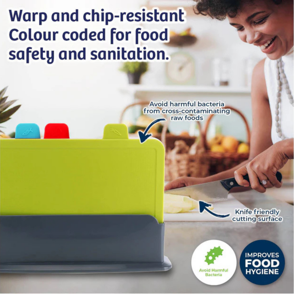 Chopping Board Set Holder Stand Kitchen Cutting Boards Coloured