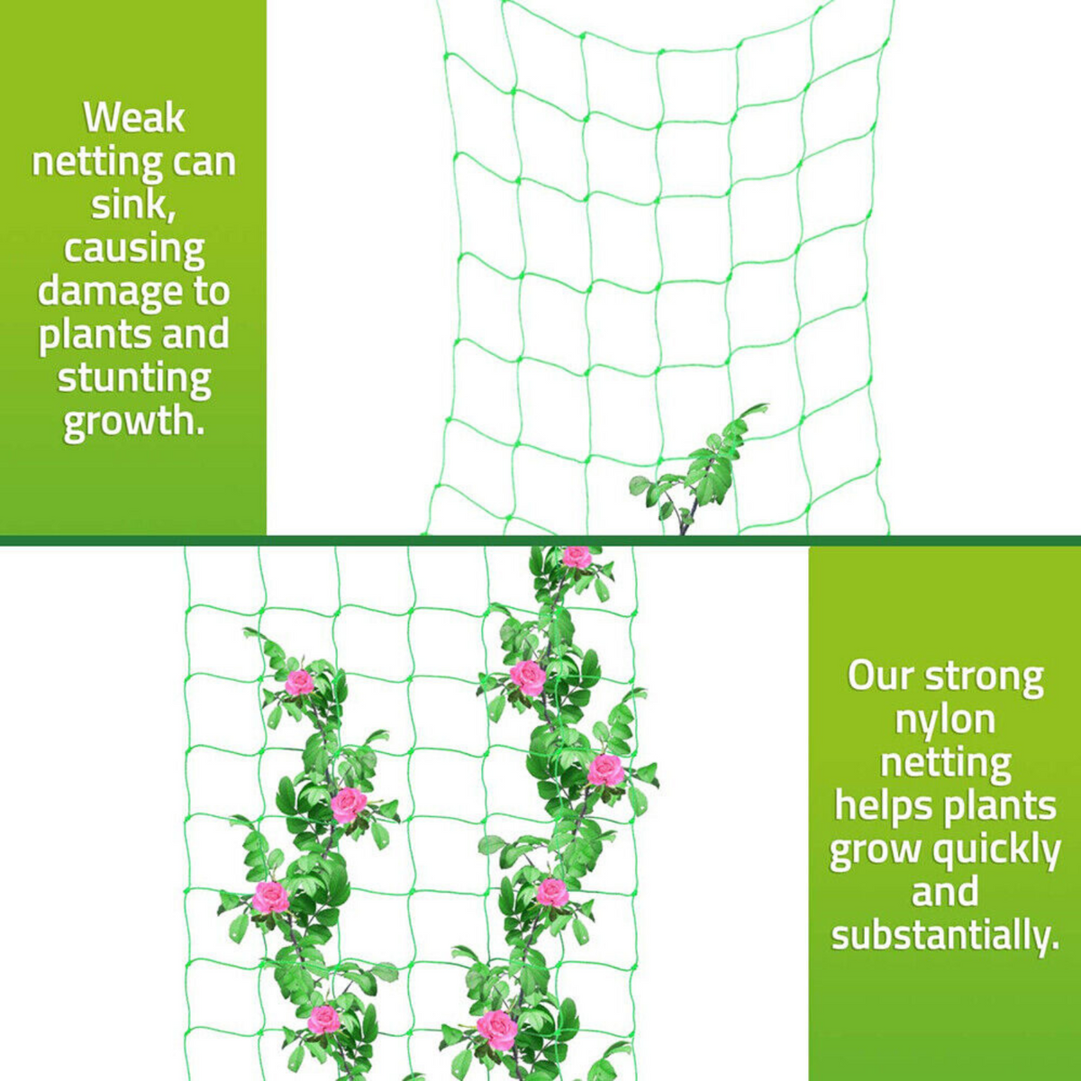 Support Fence Mesh 2x Garden Plant Climbing Net Vegetable Vine Flower Trellis