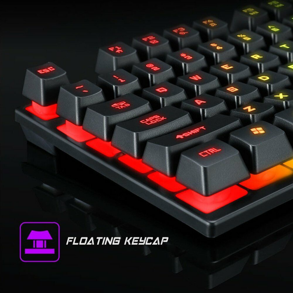 104 Keys Keyboard RGB LED Backlit Wired USB Mechanical Gaming For Windows PC