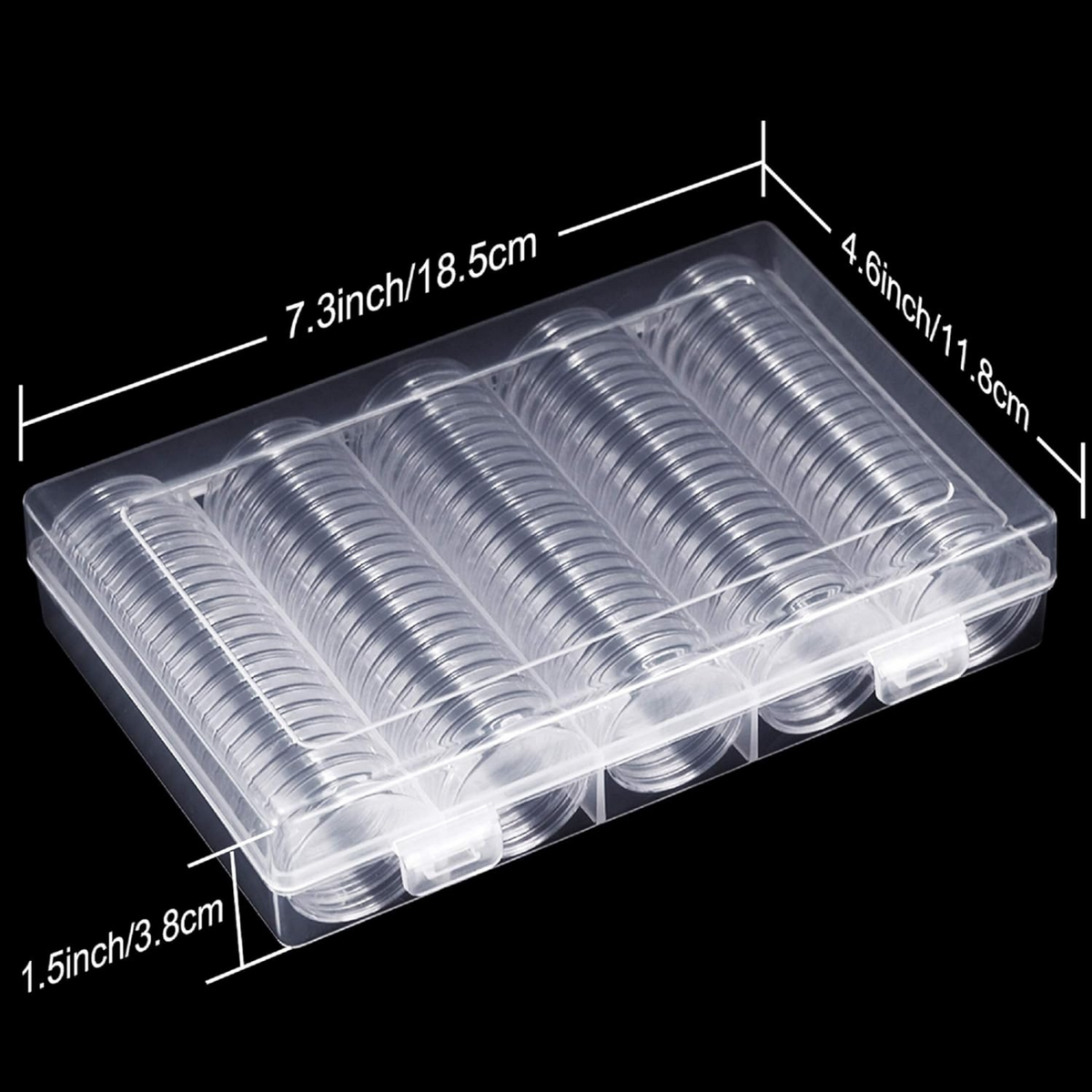 100pcs Clear Plastic Round Storage Box Case Capsules Holder