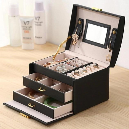 Black Watch Case Holder Jewellery Storage Box Ring Earring Display Organizer