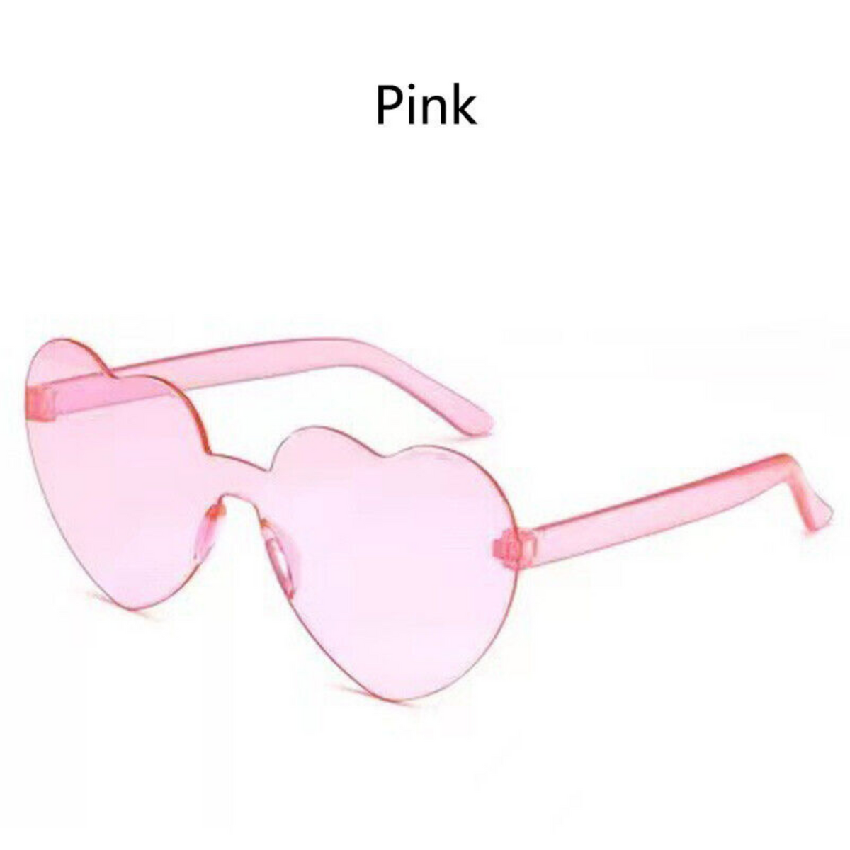 Pink Clear Lens Rimless Festival Glasses Love Heart Shape Sunglasses Dress Party