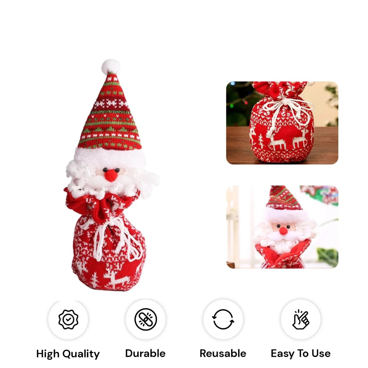 Santa Claus Christmas Decorations Candy Gift Bag Plush Doll Ornament